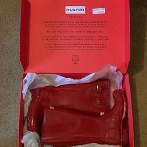 Original Big Kids Gloss Rain Boots: Military Red